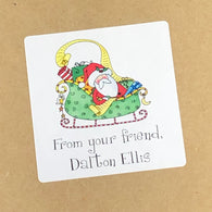 Santa in Sleigh Christmas Stickers