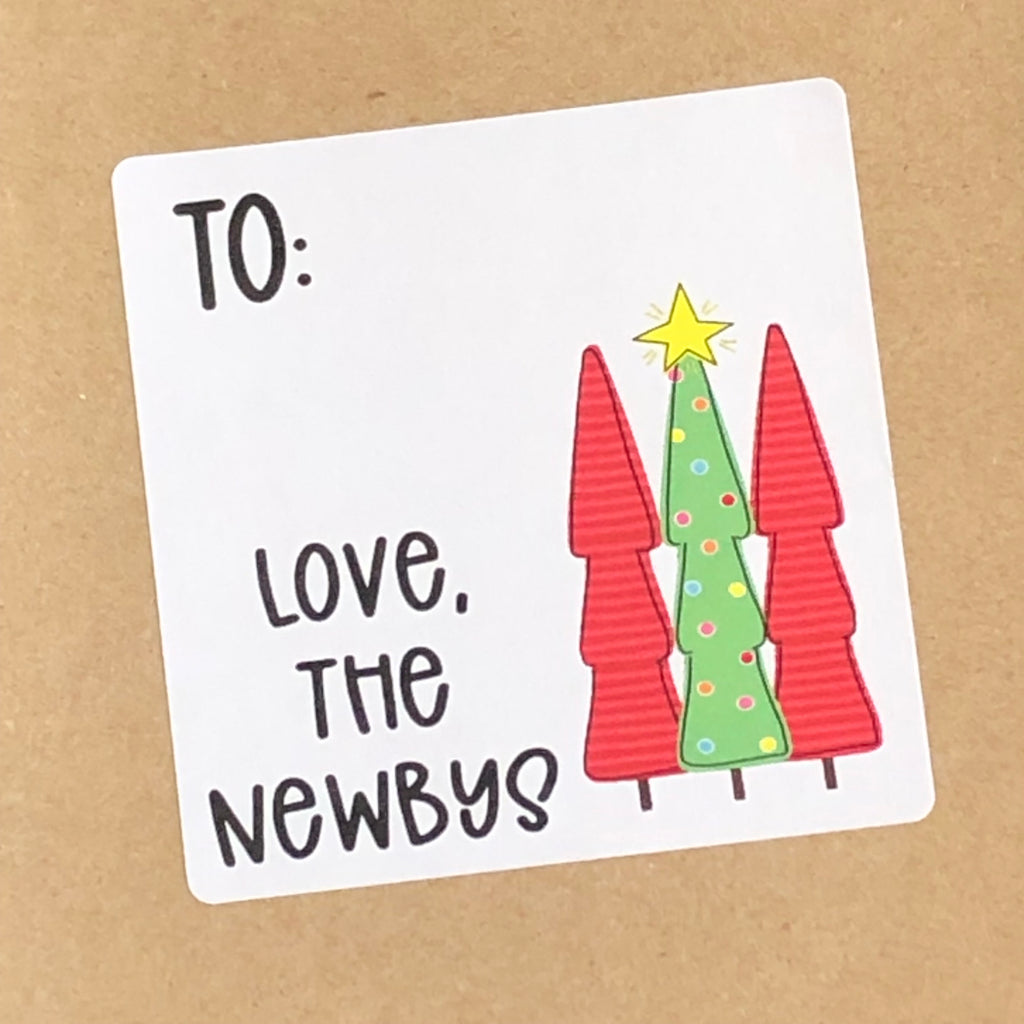 Red and Green Tall Trees Christmas Stickers – DoodleBugsPaper
