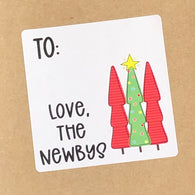 Red and Green Tall Trees Christmas Stickers