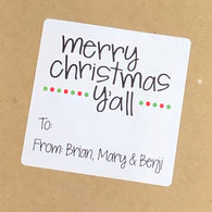 Merry Christmas Y'all with Dots Christmas Stickers