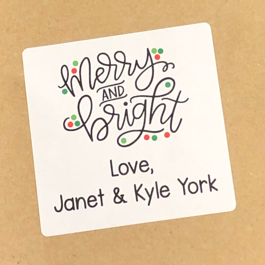 Merry and Bright with Dots Christmas Stickers