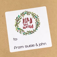 Joy to the World Wreath Christmas Stickers
