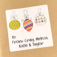 Three Bright Ornaments Christmas Stickers