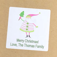 Pink Santa Christmas Stickers