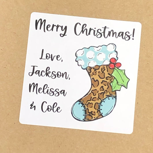 Leopard Stocking Christmas Stickers