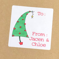 Whimsy Leaning Tree Christmas Stickers