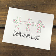 Polka Dot Crosses Personalized Note Cards