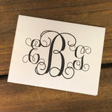 Black Fancy Monogram Personalized Note Cards