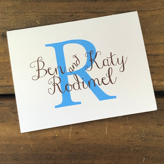 Modern Name with Initial Personalized Note Cards