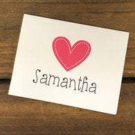 Stitched Heart Personalized Note Cards