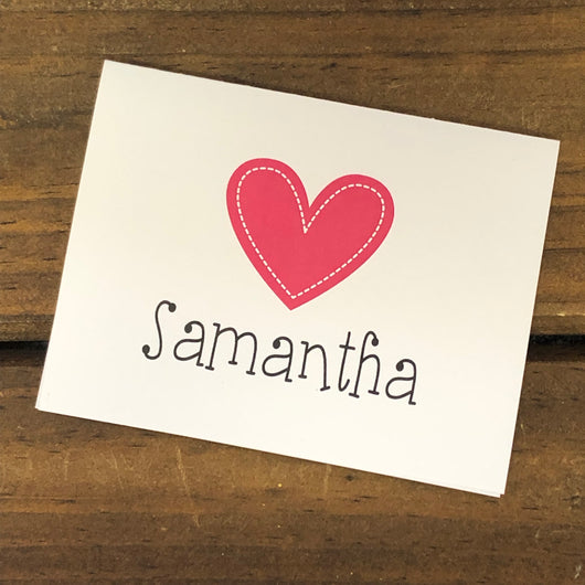 Stitched Heart Personalized Note Cards
