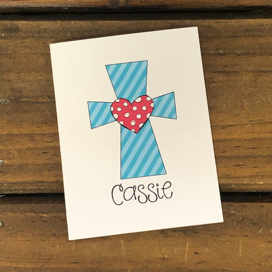 Turquoise Cross Personalized Note Cards