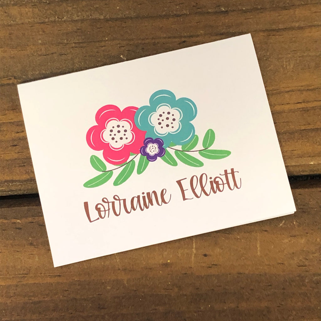 Modern Floral Personalized Note Cards DoodleBugsPaper