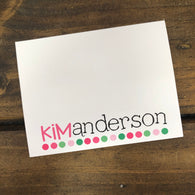 Preppy Polka Dots Personalized Flat Note Cards