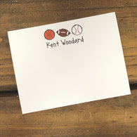 Sports Balls Personalized Flat Note Cards