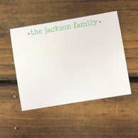 Simple Lime and Pink Name Personalized Flat Note Cards