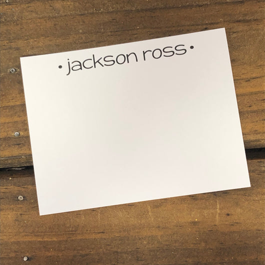 Simple Black Name Personalized Flat Note Cards