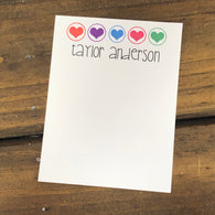 Hearts Personalized Flat Note Cards