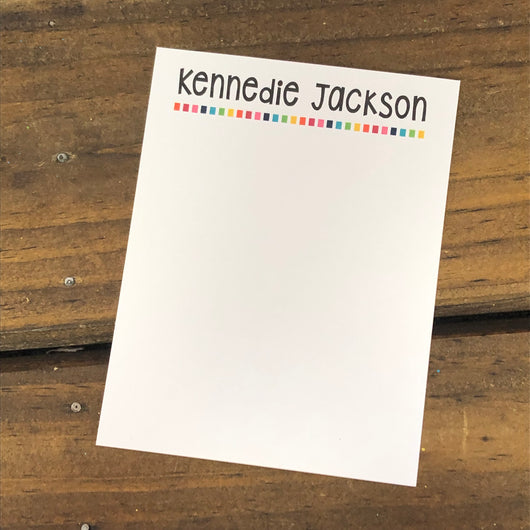 Rainbow Squares Personalized Flat Note Cards