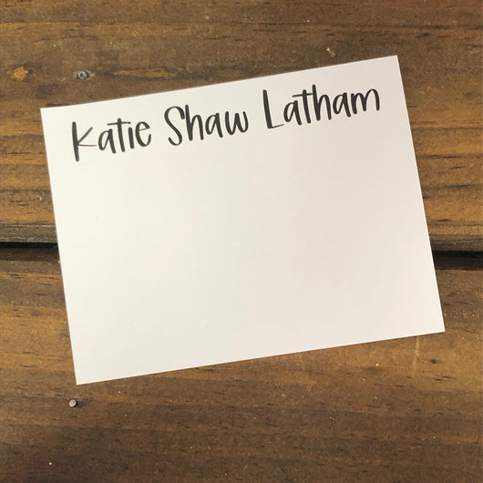 Simple Black Hand Lettered Name Personalized Flat Note Cards