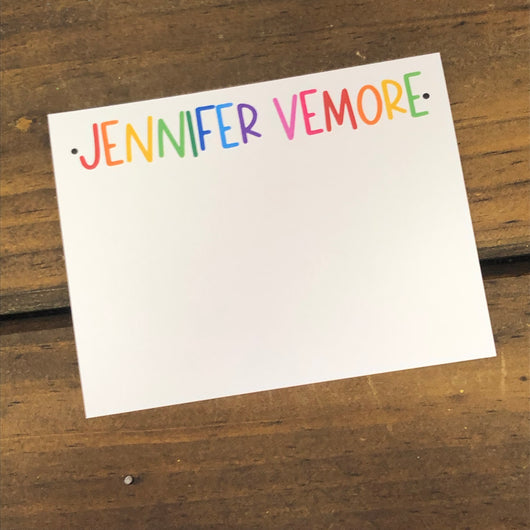 Rainbow Fun Name Personalized Flat Note Cards