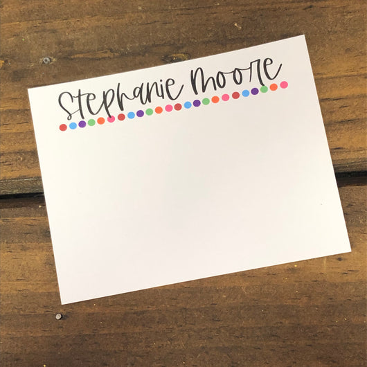 Bright Little Dots Script Name Personalized Flat Note Cards