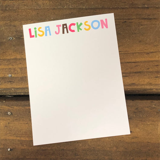 Retro Multicolored Name Personalized Flat Note Cards
