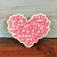 Breast Cancer Heart Vinyl Waterproof Sticker