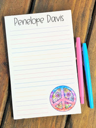 Peace Sign Large Size Personalized Notepad
