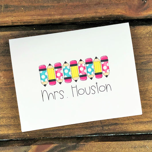Bright Pencils Personalized Note Cards