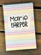 Rainbow Squiggles Personalized Top Spiral Notebook