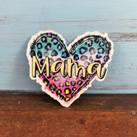 Mama Leopard Heart Vinyl Sticker