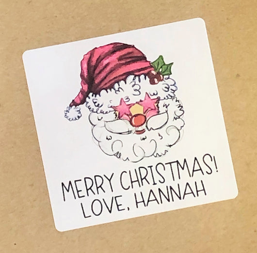 Starry Eyed Santa Christmas Stickers