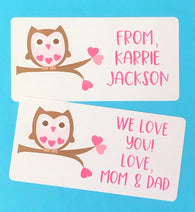 Owl Valentine Rectangle Stickers