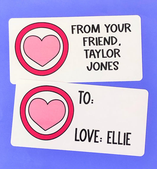 Circle Heart Valentine Rectangle Stickers