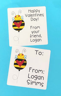 Bee Valentine Personalized Square Stickers