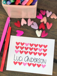 Lots of Hearts Valentine Personalized Note Cards