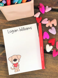 Dog Valentine Personalized Flat Note Cards