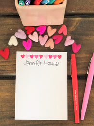 Heart Line Valentine Personalized Flat Note Cards