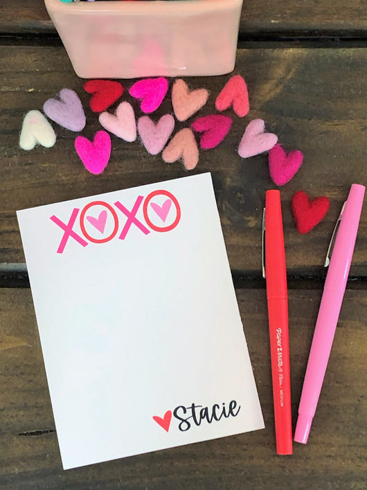 XOXO Valentine Personalized Flat Note Cards