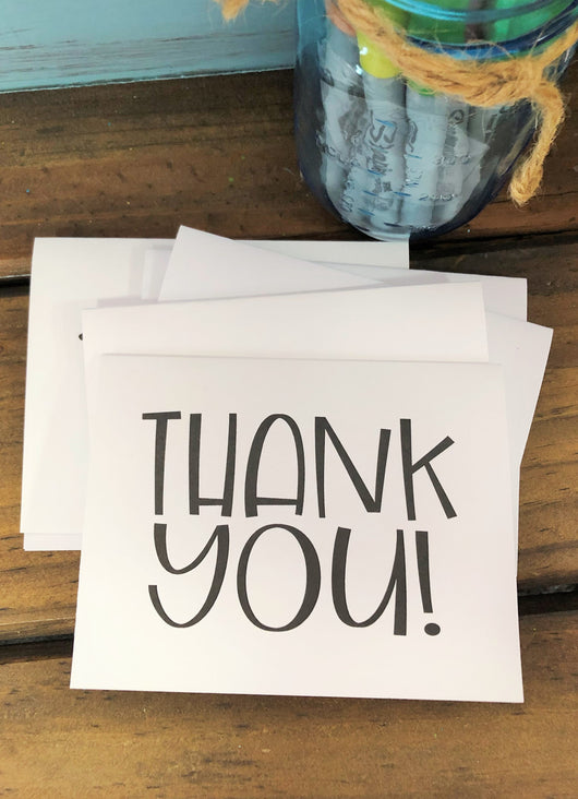 Simple Black Thank You Note Cards