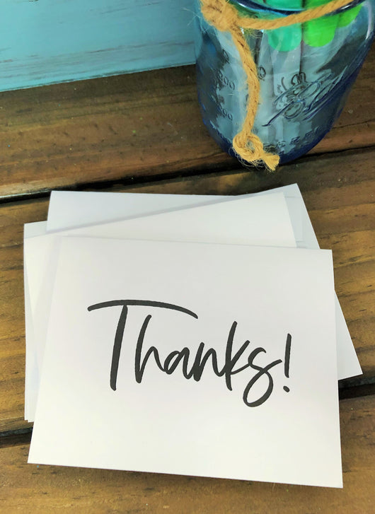Simple Black Thanks Note Cards