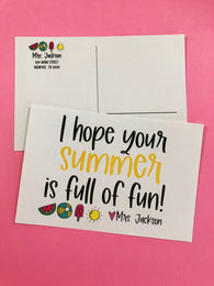 Summer Full of Fun Personalized Teacher Postcards