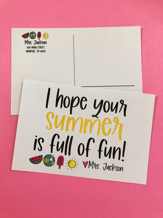 Summer Full of Fun Personalized Teacher Postcards