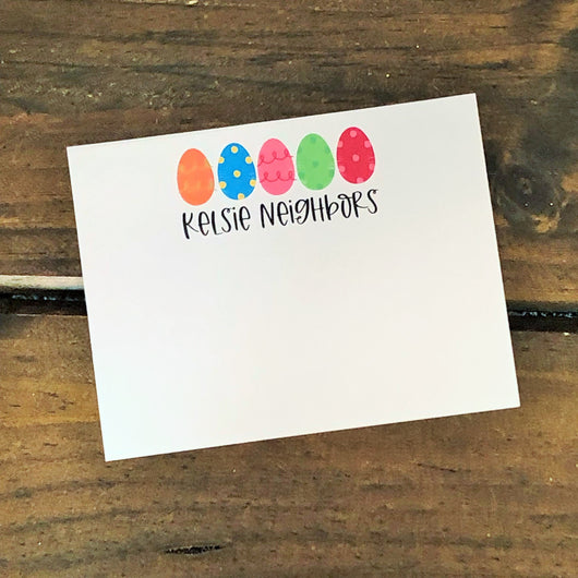 Easter Eggs Personalized Flat Note Cards
