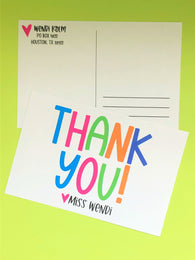 Bright Thank You Personalized Teacher Postcards