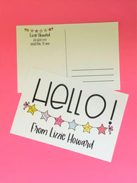 Hello Star Bunting Personalized Teacher Postcards