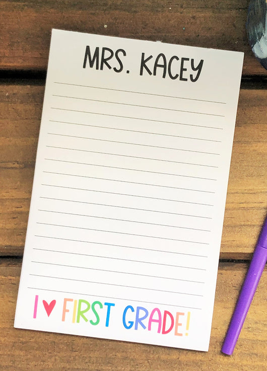 I Love (Grade Choice) Personalized Notepad
