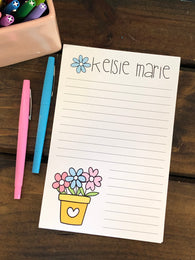 Flower Pot Personalized Notepad