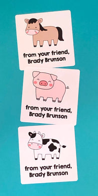 Farm Animals Personalized Square Stickers